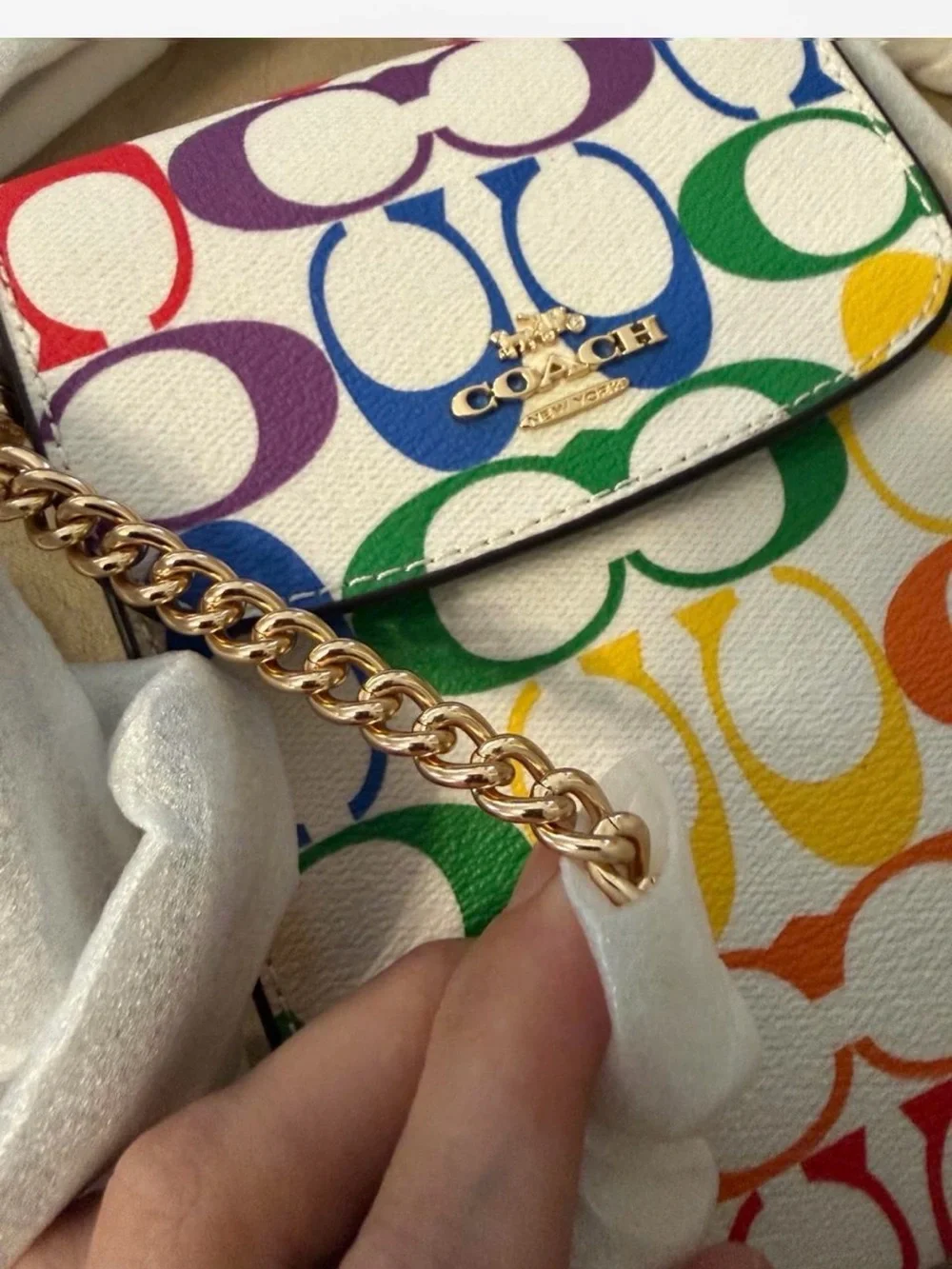 NWT Coach Rachel Rainbow Signature Phone Crossbody (2398)